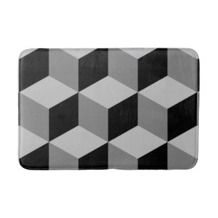 Cube Large Pattern Black & Greys Bath Mat