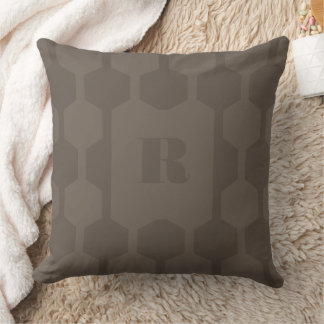 Cube Lines Chestnut Monogrammed Throw Pillow