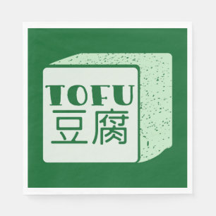 Cube of tofu Japanese writing Napkin