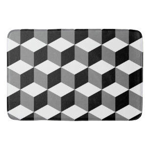 Cube Pattern Black White & Grey Bath Mat