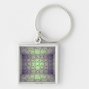 Cube perspective made of puzzles keychain