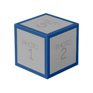 Cube Photo 5 Collage photo avec bordure bleue royale solide