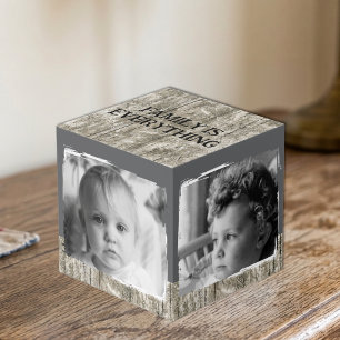 Cube Photo Ajouter 4 images famille gris rustique photo