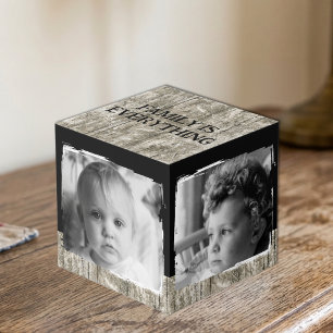 Cube Photo Ajouter 4 images famille gris rustique photo noir