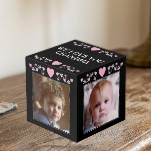 Cube Photo Ajoutez 4 images nous vous aimons grand-mère noir
