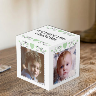 Cube Photo Ajoutez 4 images nous vous aimons grand-mère verte