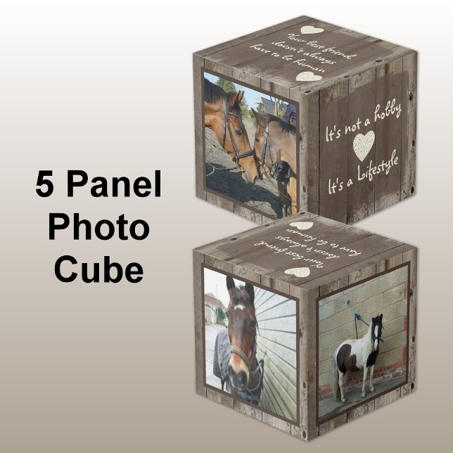 Cube Photo Amateur de chevaux avec photos et citations rustiq (Créateur téléchargé)