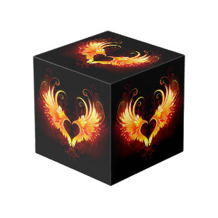 Cube Photo Angel Fire Heart with Wings