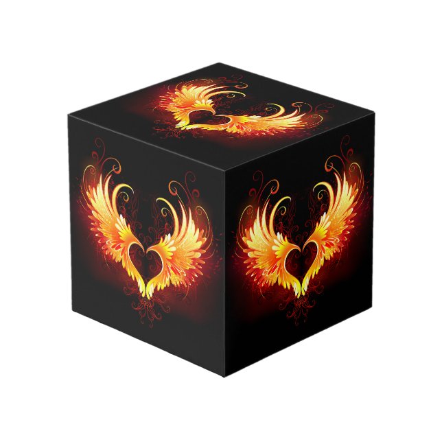 Cube Photo Angel Fire Heart with Wings (Angle devant)