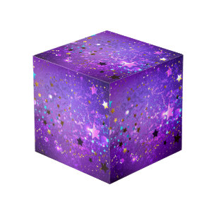 Cube Photo Arrière - plan de feuille violet avec étoiles