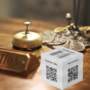 Cube Photo Bienvenue logo de l'entreprise QR codes argent inf