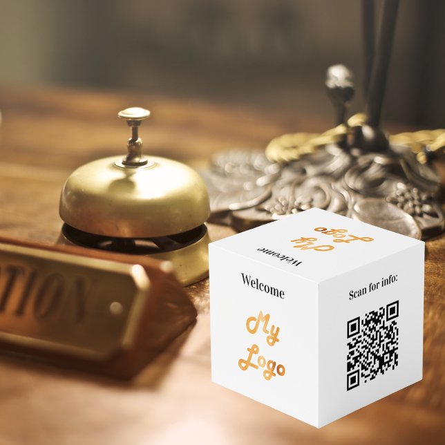 Cube Photo Bienvenue logo de l'entreprise QR menu code table  (Créateur téléchargé)