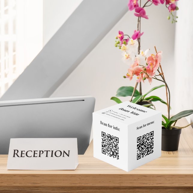 Cube Photo Bienvenue QR codes info hôtel restaurant marque (Créateur téléchargé)