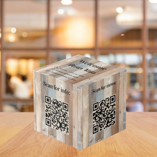 Cube Photo Bois de bienvenue QR codes info table restaurant d
