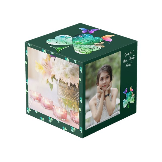 Cube Photo Bouton photo Shamrock de la Saint Patrick (Angle devant)