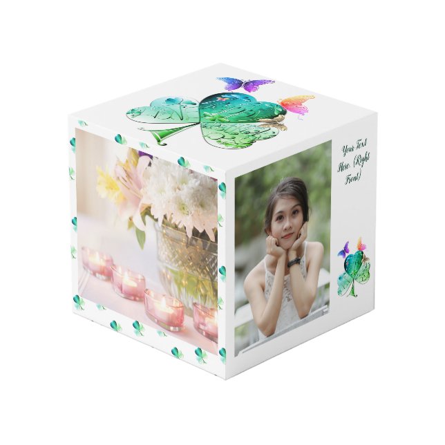 Cube Photo Bouton photo Shamrock de la Saint Patrick (Angle devant)