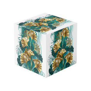 Cube Photo Branche avec Feuilles d'or Ginko Biloba