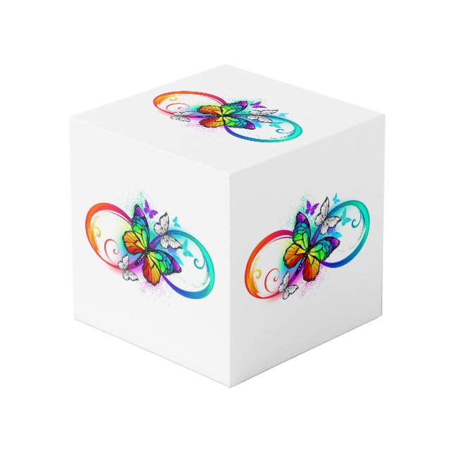Cube Photo Bright infinity with rainbow butterfly (Angle devant)