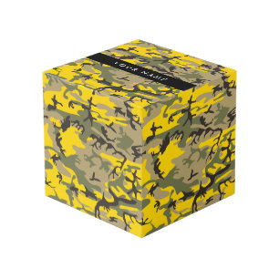 Cube Photo Camouflage jaune et vert Votre nom Personnalisez