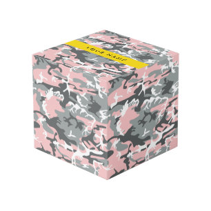 Cube Photo Camouflage rose et gris Votre nom Personnalisez