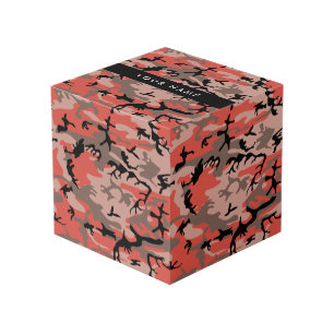 Cube Photo Camouflage rouge et Brown Votre nom Personnalisez