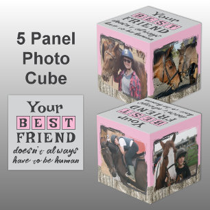 Cube Photo Cheval meilleur ami 4 photo rustique gris rose