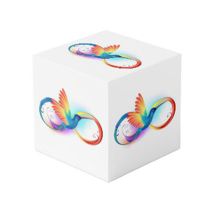 Cube Photo Colibri arc-en-ciel avec symbole Infinity