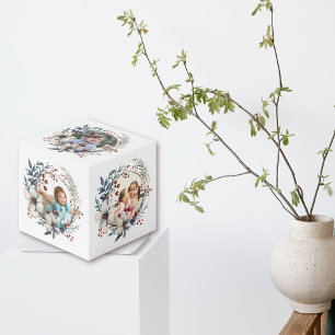 Cube Photo Couronne de Noël avec baies et fleurs photo