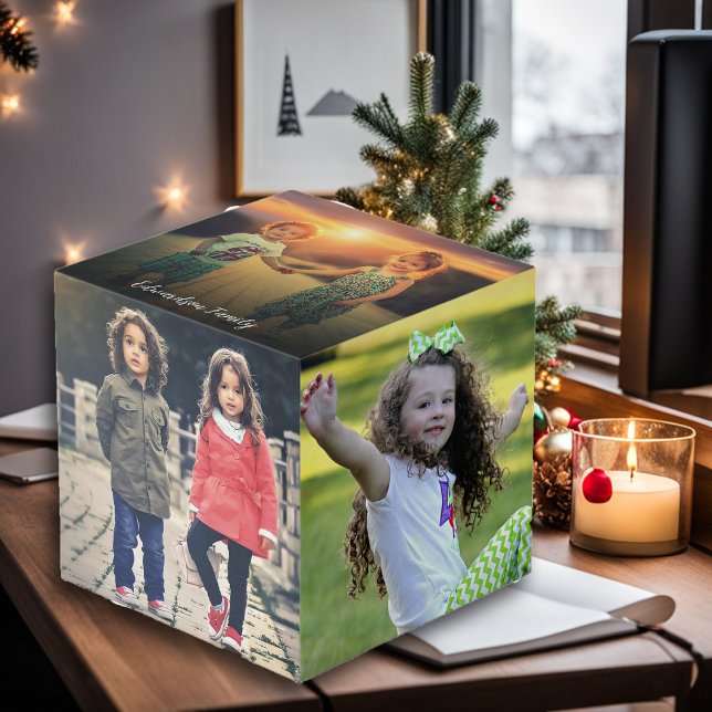 Cube Photo Créez votre propre monogramme de collage photo de  (Create your own family photo collage monogram cube. Nice gift for Christmas.)