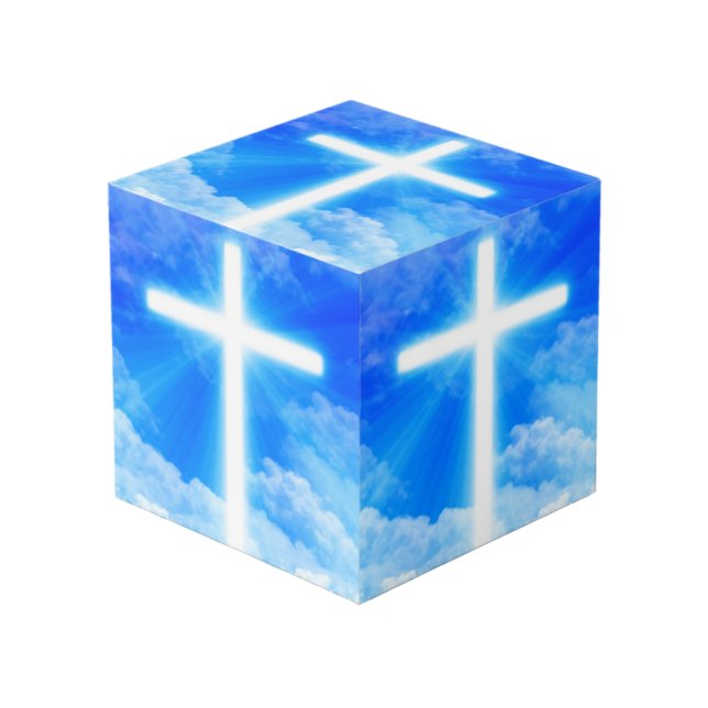 Cube Photo Croix de lumière Jésus-Christ chrétien personnalis (Angle devant)