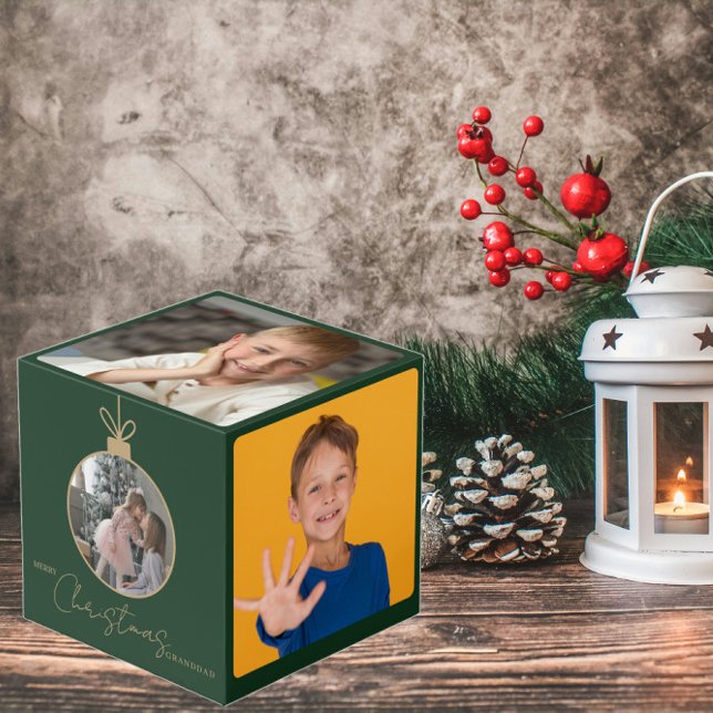 Cube Photo custom photo collage Merry Christmas bauble (Créateur téléchargé)