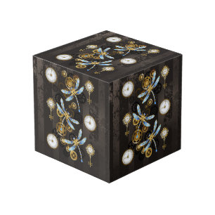 Cube Photo Dragonflies de Steampunk sur arrière - plan rayé b