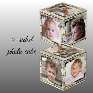 Cube Photo Famille de faux bois rustique 5 photo
