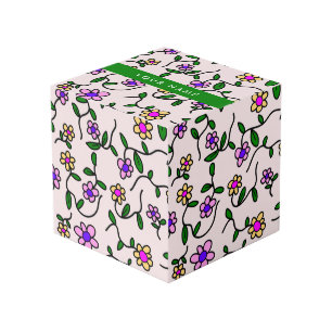 Cube Photo Fleurs colorées, Arrière - plan rose, Vert