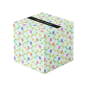 Cube Photo Fleurs Colorées, Fond Vert Clair, Noir