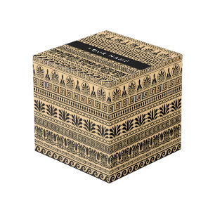 Cube Photo Fret grec, Clé de méandre mixte, Brown, Votre Nom