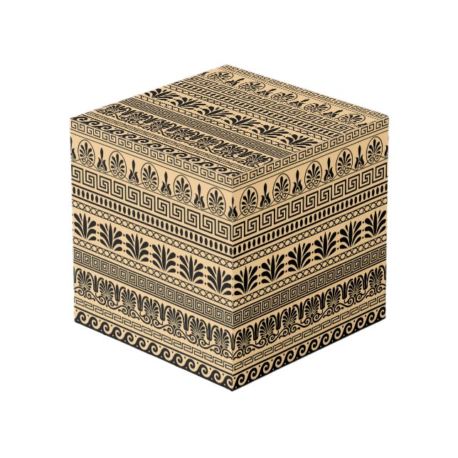 Cube Photo Fret grec, Motif méditerranéen, Brown (Angle devant)