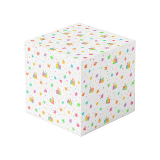 Cube Photo Gâteau d'anniversaire à l'aquarelle arc-en-ciel pe