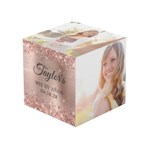 Cube Photo Glitter Rose Gold Foil Mis XV Años Photo