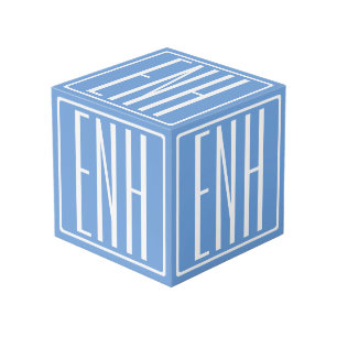 Cube Photo Gras moderne 3 initiales Monogramme   Bleu doux