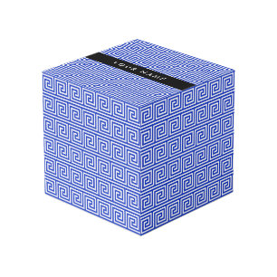 Cube Photo Grec Meander Key Blue, Votre Nom, Personnaliser