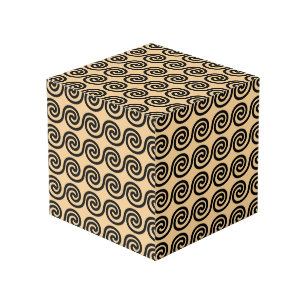 Cube Photo Grec Meander Key Waves Motif Brown