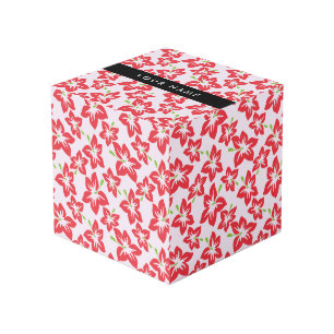 Cube Photo Hibiscus rouge, Fleurs rouges, Votre nom