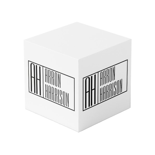 Cube Photo Initiales minimes modernes et logo de nom (Angle devant)