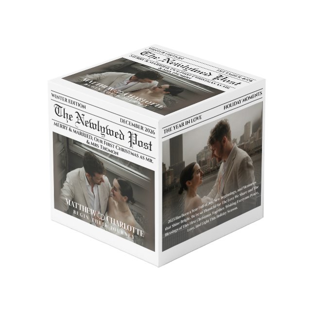 Cube Photo Journal Photo de joyeux et heureux mariage (Angle devant)