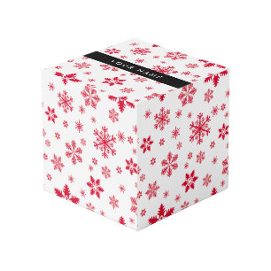 Cube Photo Les flocons rouges, Votre nom, Personnalisez
