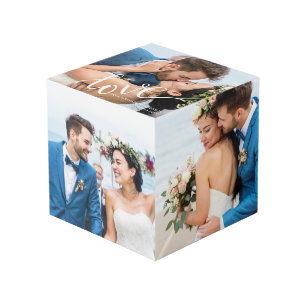 Cube Photo LOVE Mariage de script blanc