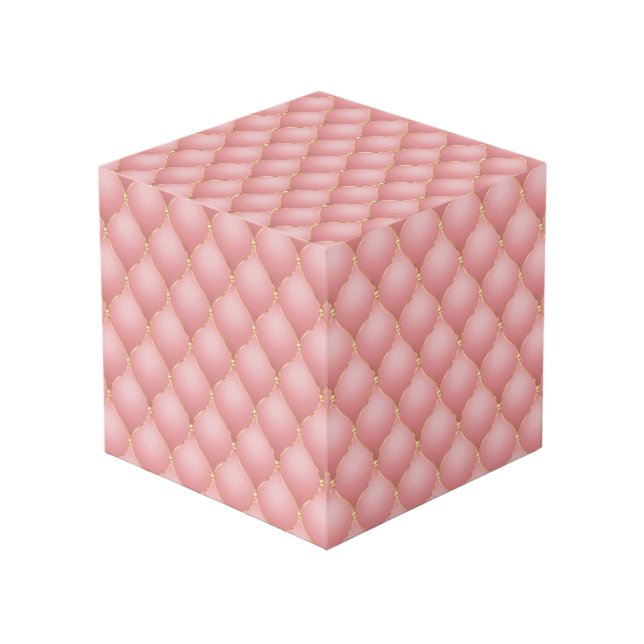 Cube Photo Luxe Blush Rose Rose Or Diamond Motif Tufted (Angle devant)