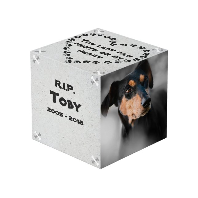 Cube Photo Mémorial personnalisé de chien (Angle devant)