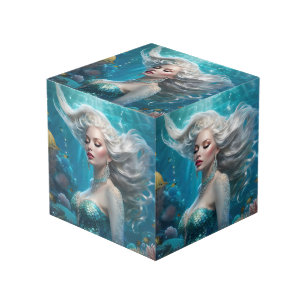 Cube Photo Mermaid cheveux en argent Turquoise Océan